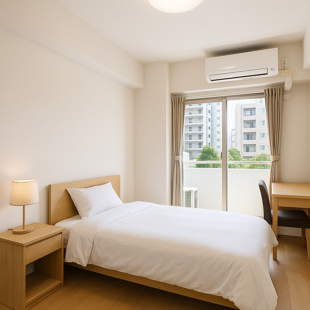 Cozy furnished living space in a Tokyo monthly apartment